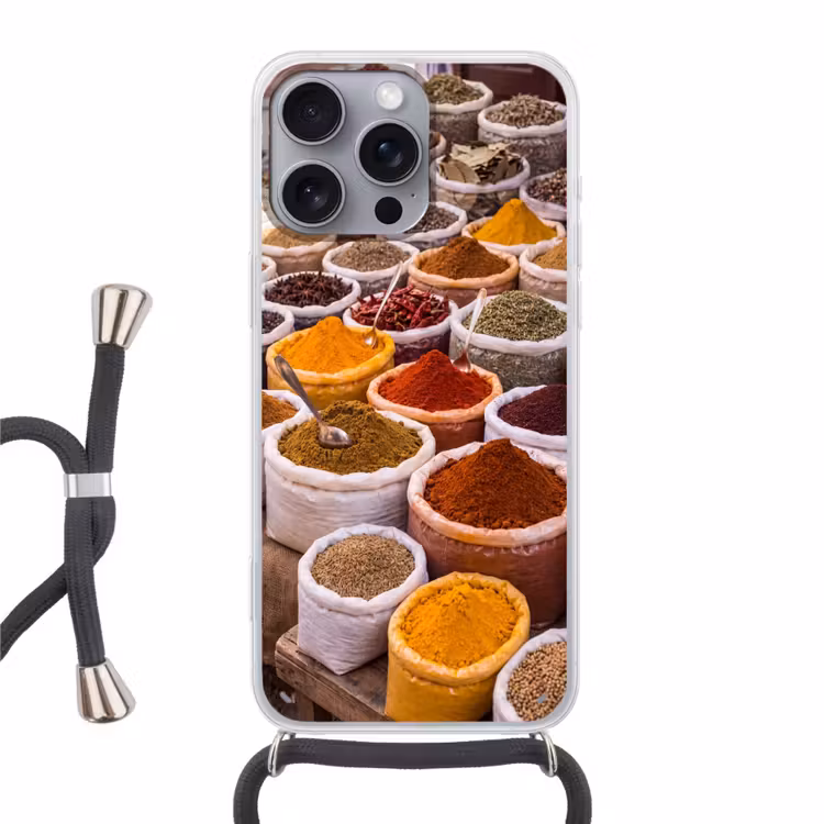Handyhülle mit Band - Kräuter – Markt – Essen - Kruiden - Markt - Eten Hoesje iPhone 16 Pro Max met koord klein