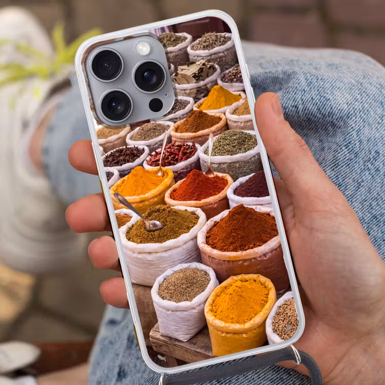 Handyhülle mit Band - Kräuter – Markt – Essen - Kruiden - Markt - Eten Hoesje iPhone 16 Pro Max met koord klein