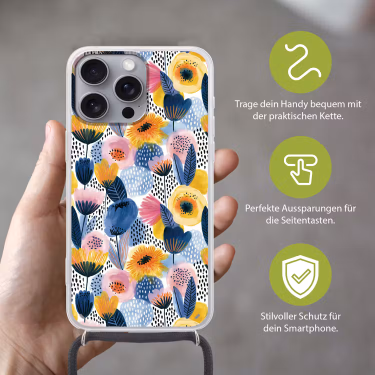 Creatief - Patroon - Kleurrijk Hoesje iPhone 16 Pro Max met koord klein 804 -sfeer2_DE
