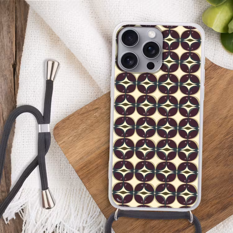 Cirkel - Retro - Kleurrijk Hoesje iPhone 16 Pro Max met koord klein 804 -sfeer4
