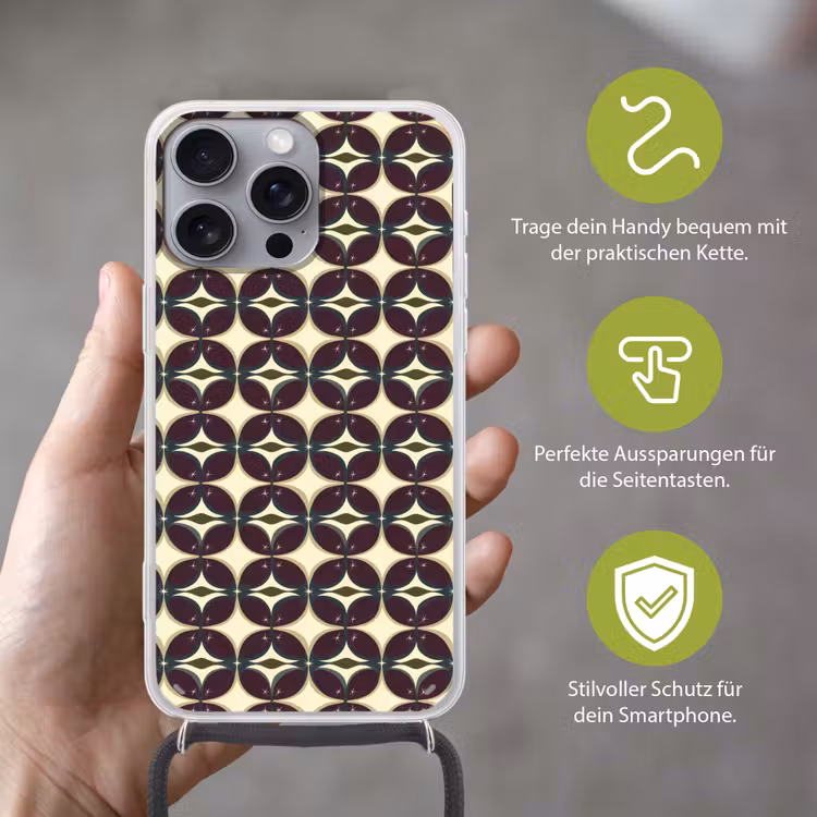 Cirkel - Retro - Kleurrijk Hoesje iPhone 16 Pro Max met koord klein 804 -sfeer2_DE