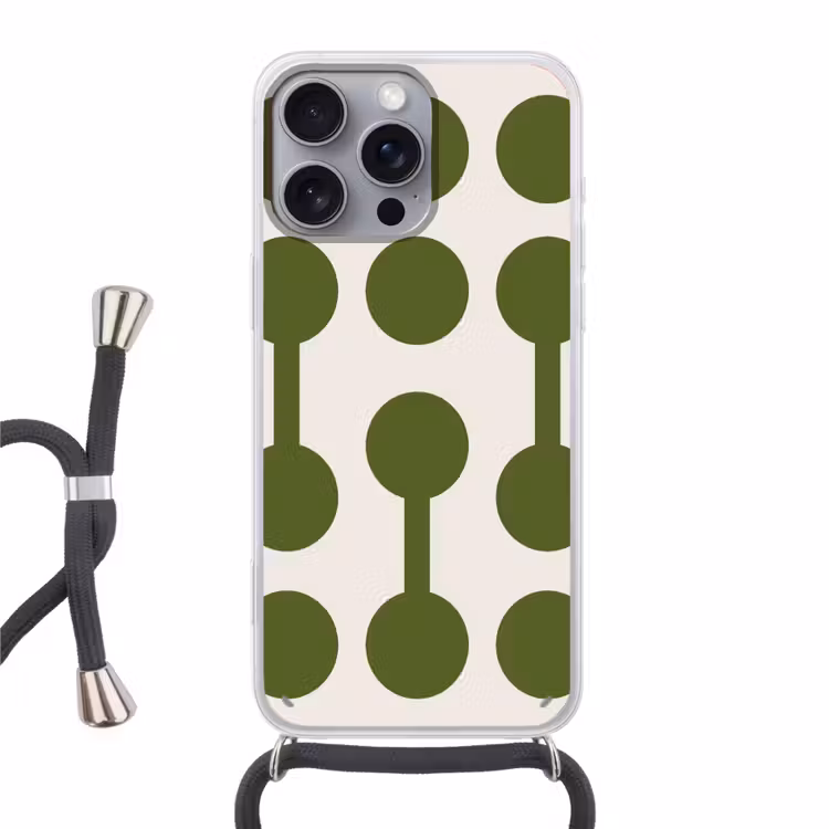 Cirkels - Geometrisch - Abstract - Modern - Groen Hoesje iPhone 16 Pro Max met koord klein -3d