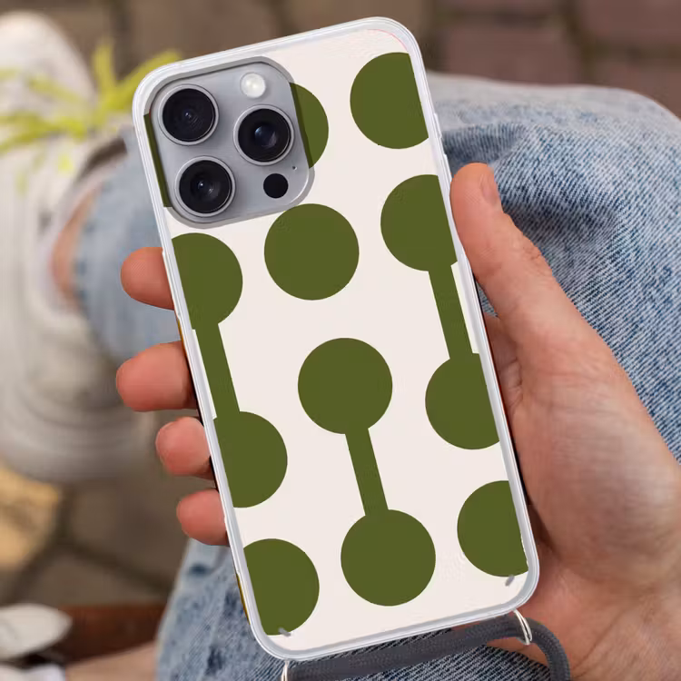 Cirkels - Geometrisch - Abstract - Modern - Groen Hoesje iPhone 16 Pro Max met koord klein -sfeer3