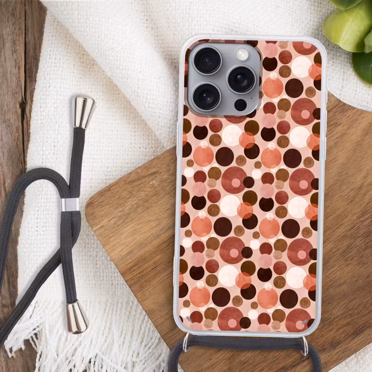 Cirkels - Modern - Kleurrijk Hoesje iPhone 16 Pro Max met koord klein 804 -sfeer4