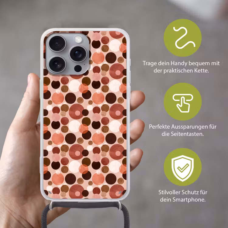 Cirkels - Modern - Kleurrijk Hoesje iPhone 16 Pro Max met koord klein 804 -sfeer2_DE