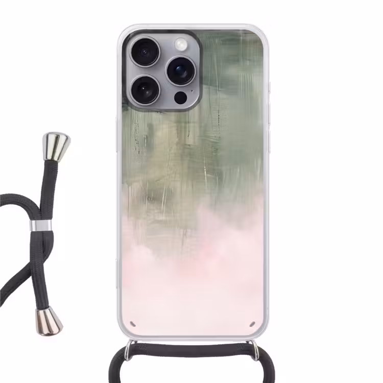 Kunst - Abstract - Modern - Groen - Roze Hoesje iPhone 16 Pro Max met koord klein -3d
