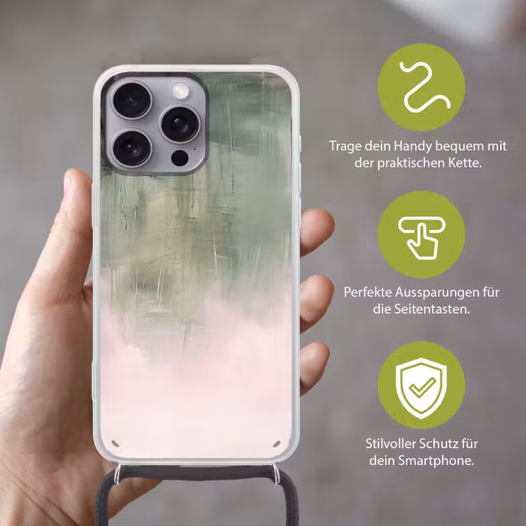 Kunst - Abstract - Modern - Groen - Roze Hoesje iPhone 16 Pro Max met koord klein -sfeer2_DE
