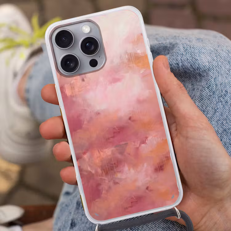 Kunst - Vloeiend - Pastel - Abstract Hoesje iPhone 16 Pro Max met koord klein -sfeer3