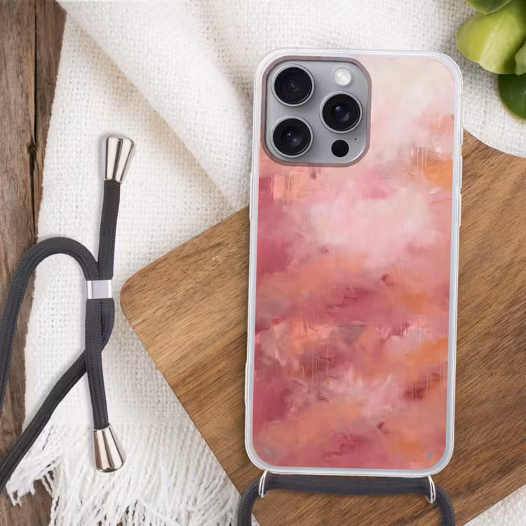 Kunst - Vloeiend - Pastel - Abstract Hoesje iPhone 16 Pro Max met koord klein -sfeer4