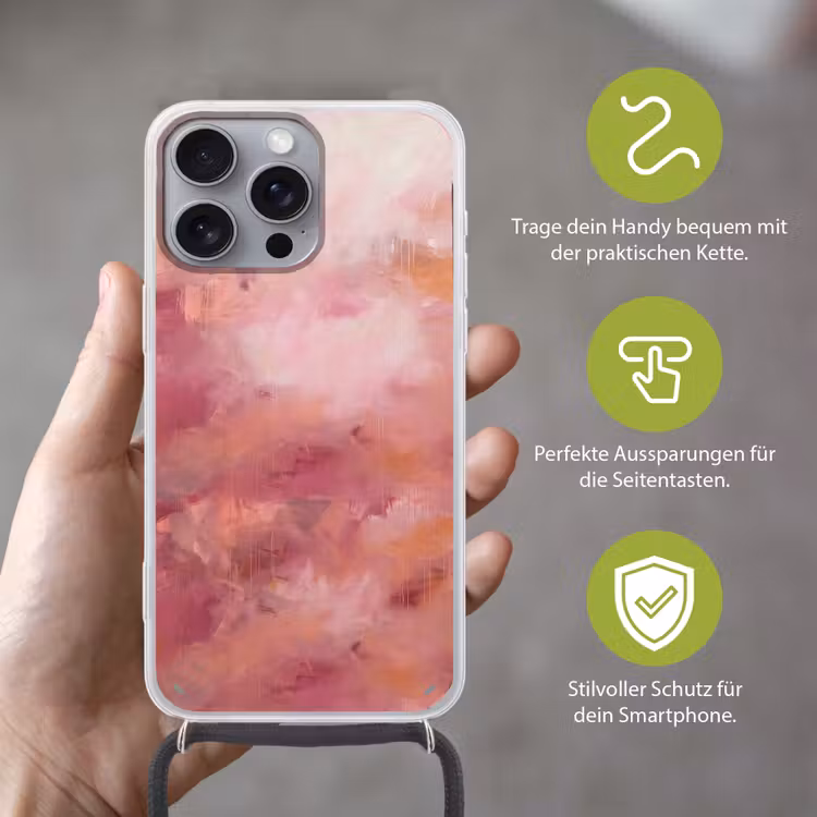 Kunst - Vloeiend - Pastel - Abstract Hoesje iPhone 16 Pro Max met koord klein -sfeer2_DE