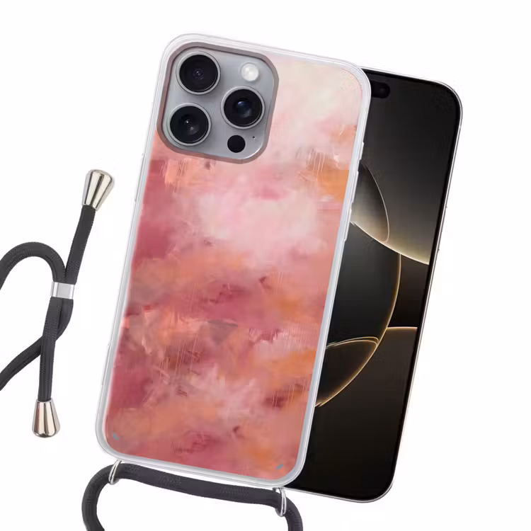 Kunst - Vloeiend - Pastel - Abstract Hoesje iPhone 16 Pro Max met koord klein -sfeer1
