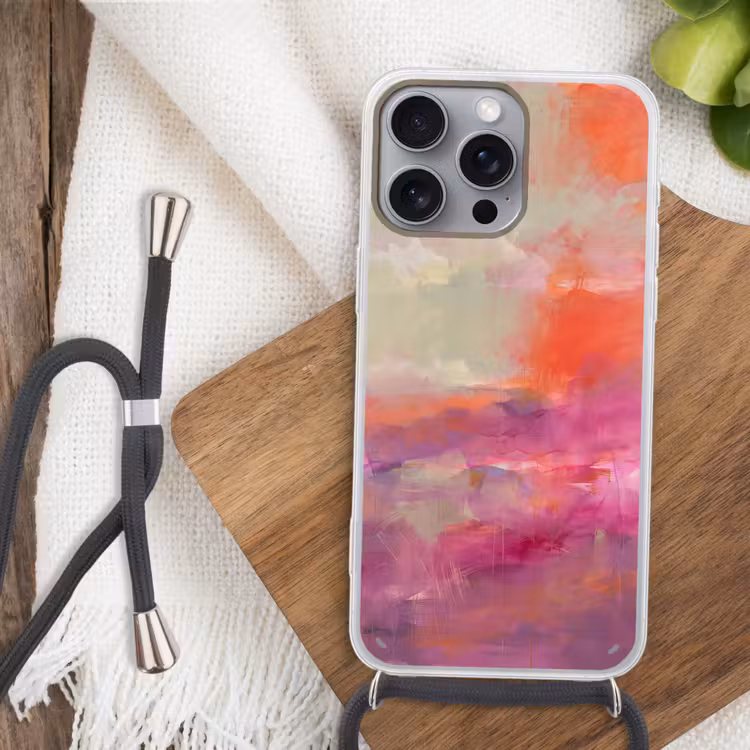 Kunst - Vloeiend - Overgangen - Oranje Hoesje iPhone 16 Pro Max met koord klein -sfeer4