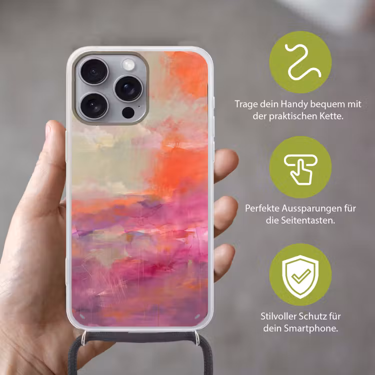 Kunst - Vloeiend - Overgangen - Oranje Hoesje iPhone 16 Pro Max met koord klein -sfeer2_DE