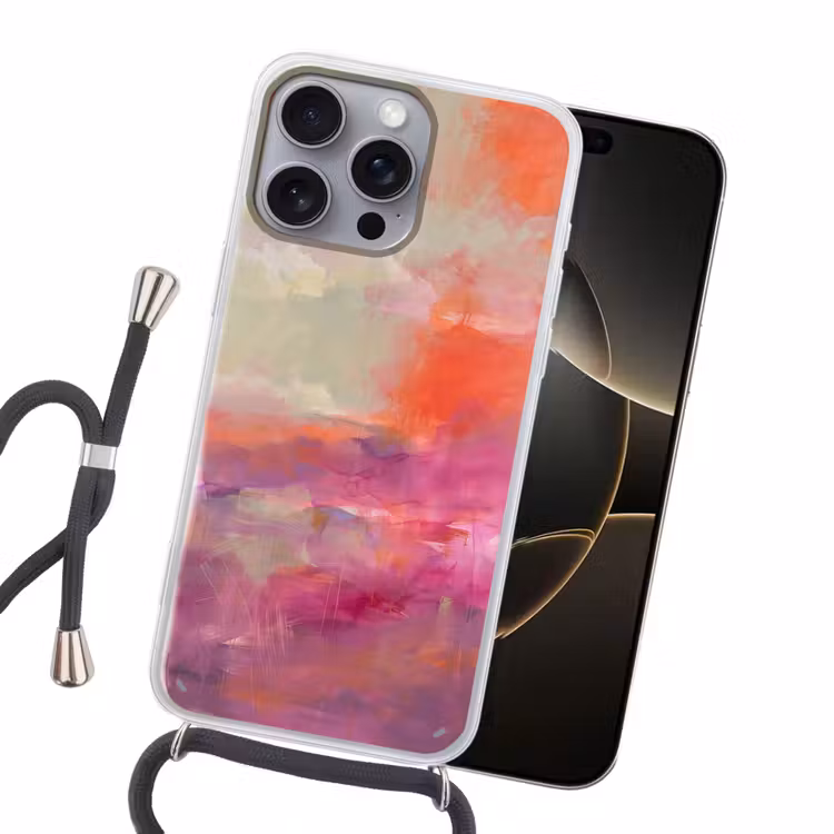 Kunst - Vloeiend - Overgangen - Oranje Hoesje iPhone 16 Pro Max met koord klein -sfeer1