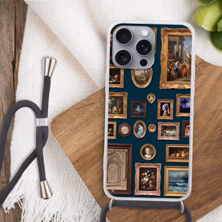 Kunst - Schilderijen - Decoratie - Klassiek - Groen Hoesje iPhone 16 Pro Max met koord klein -sfeer4
