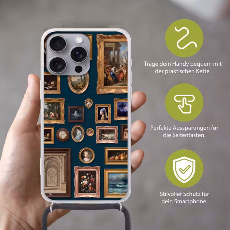 Kunst - Schilderijen - Decoratie - Klassiek - Groen Hoesje iPhone 16 Pro Max met koord klein -sfeer2_DE