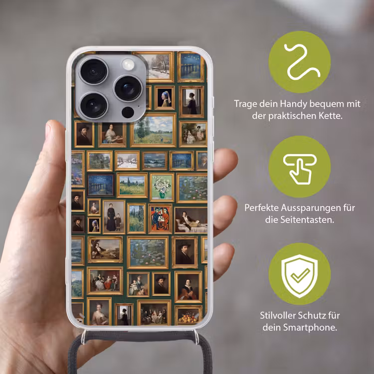 Kunst - Schilderijen - Collectie - Klassiek - Groen Hoesje iPhone 16 Pro Max met koord klein -sfeer2_DE