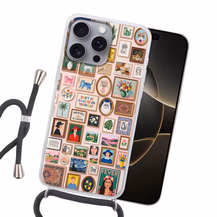 Kunst - Collectie - Decoratie - Modern - Kleurrijk Hoesje iPhone 16 Pro Max met koord klein -sfeer1