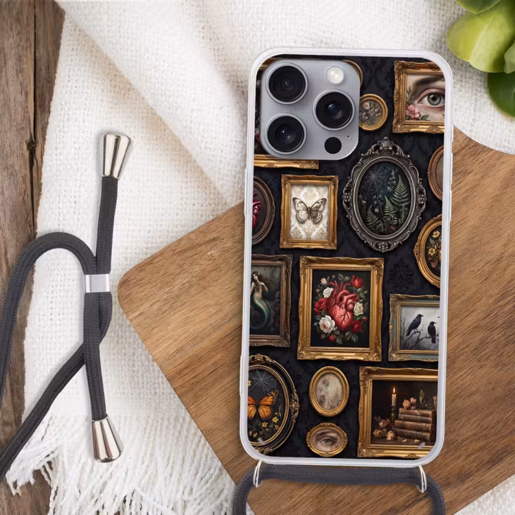 Kunst - Collectie - Vintage - Klassiek - Donker Hoesje iPhone 16 Pro Max met koord klein -sfeer4