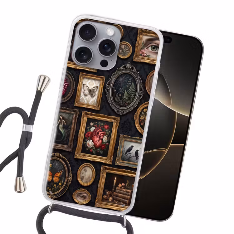 Kunst - Collectie - Vintage - Klassiek - Donker Hoesje iPhone 16 Pro Max met koord klein -sfeer1