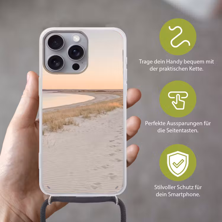 Kustlijn - Horizon - Hek Hoesje iPhone 16 Pro Max met koord klein -sfeer2_DE