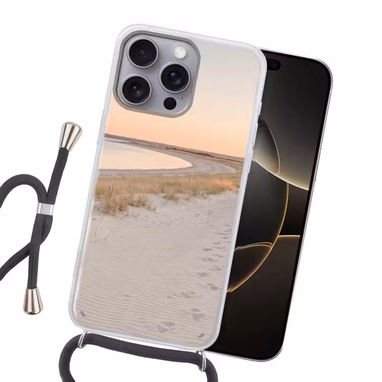 Kustlijn - Horizon - Hek Hoesje iPhone 16 Pro Max met koord klein -sfeer1