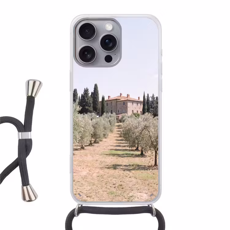 Handyhülle mit Band - Landhaus – Olivenbaum – Obstgarten - Landhuis - olijfboom - gaard Hoesje iPhone 16 Pro Max met koord klein