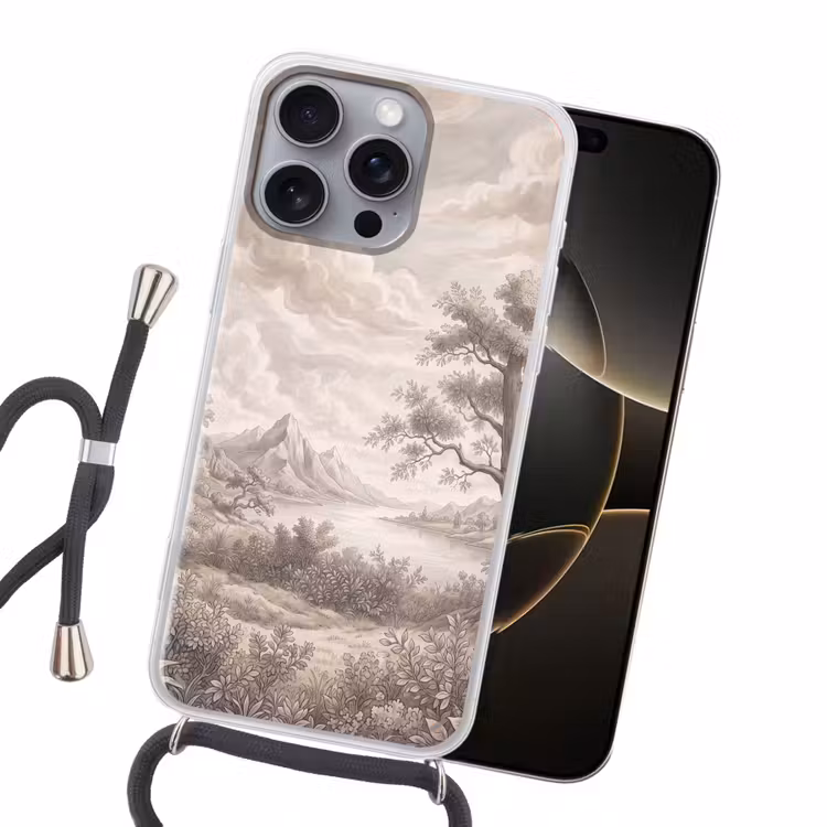 Landschap - Bergen - Meer - Natuur Hoesje iPhone 16 Pro Max met koord klein -sfeer1