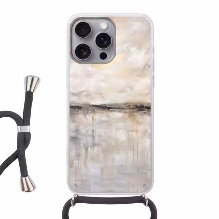 Landschap - Horizon - Natuur - Abstract - Neutraal Hoesje iPhone 16 Pro Max met koord klein -3d