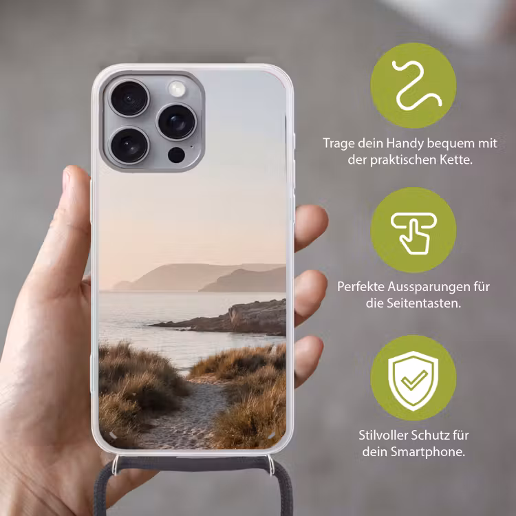 Landschap - Kust - Duinen Hoesje iPhone 16 Pro Max met koord klein -sfeer2_DE
