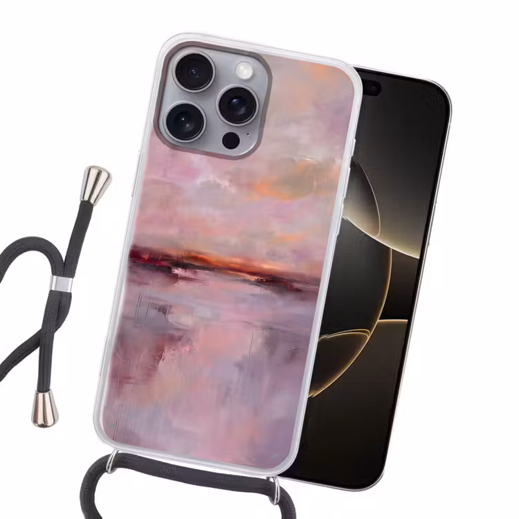 Landschap - Zonsondergang - Abstract - Modern - Roze Hoesje iPhone 16 Pro Max met koord klein -sfeer1