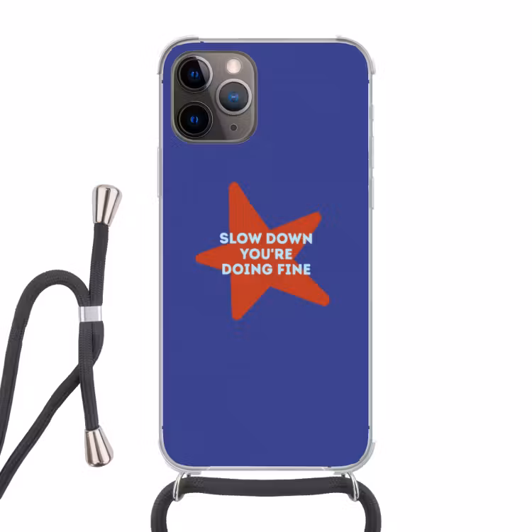 Slow down you're doing fine - Ster - Blauw Hoesje iPhone 12 Pro met koord klein -3d