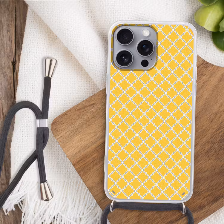 Lantaarn - Arabesk - Elegant - Geel Hoesje iPhone 16 Pro Max met koord klein 804 -sfeer4