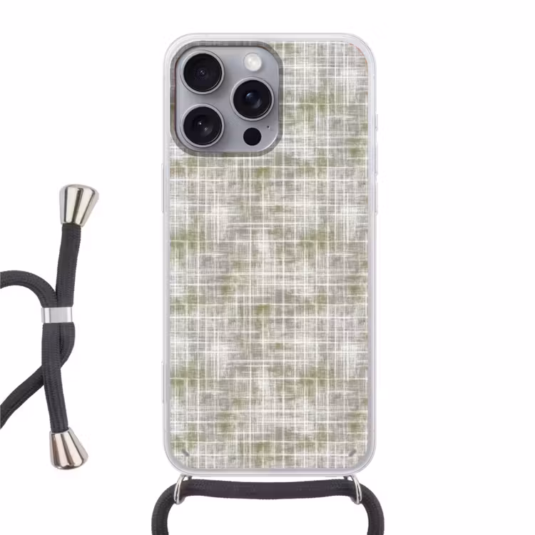 Linnen - Patroon - Groen Hoesje iPhone 16 Pro Max met koord klein 804 -3d