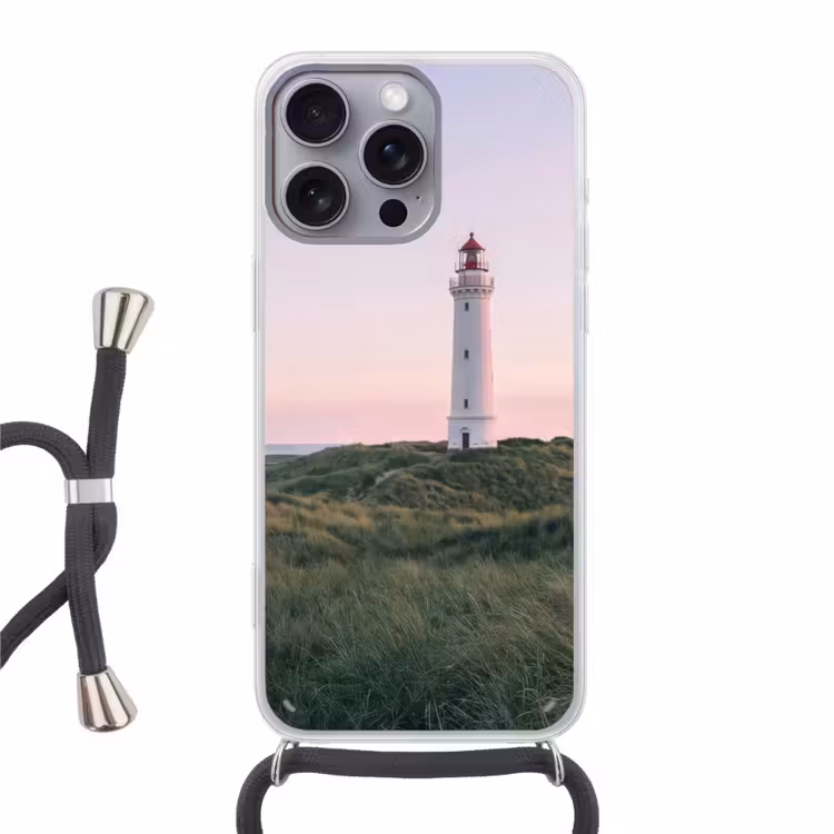 Vuurtoren - Duinlandschap - Zee Hoesje iPhone 16 Pro Max met koord klein -3d
