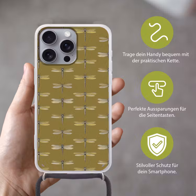 Libellen - Patroon - Groen Hoesje iPhone 16 Pro Max met koord klein 804 -sfeer2_DE