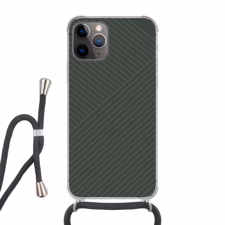 Lijnen - Abstract - Groen - Minimalistisch Hoesje iPhone 12 Pro met koord klein -3d