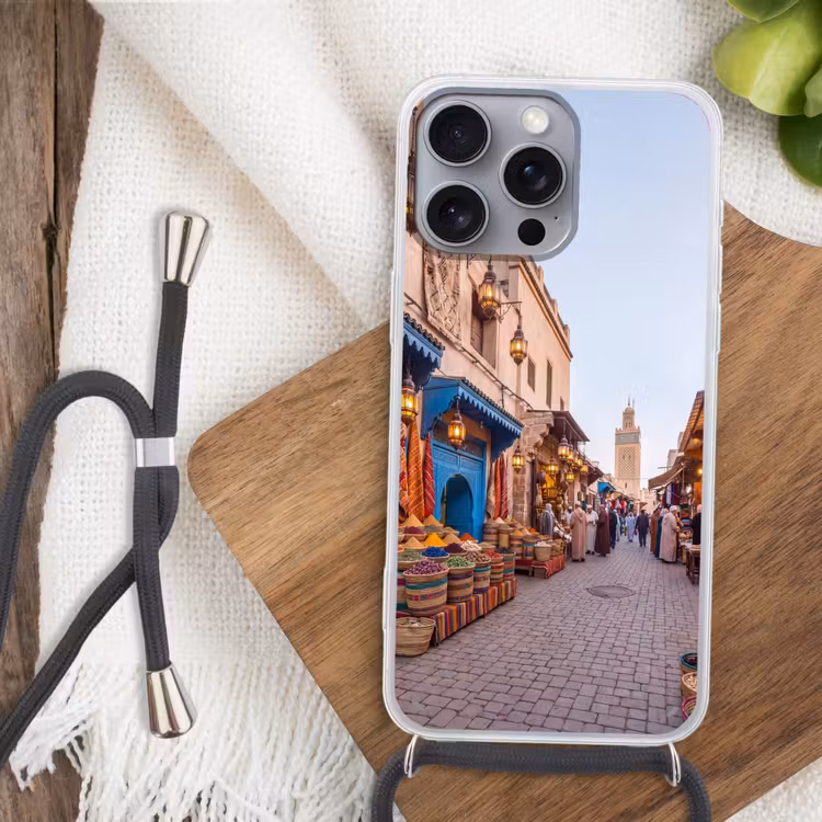 Handyhülle mit Band - Markt – Orientalisch – Farbenfroh - Markt - Oosters - Kleurrijk Hoesje iPhone 16 Pro Max met koord klein