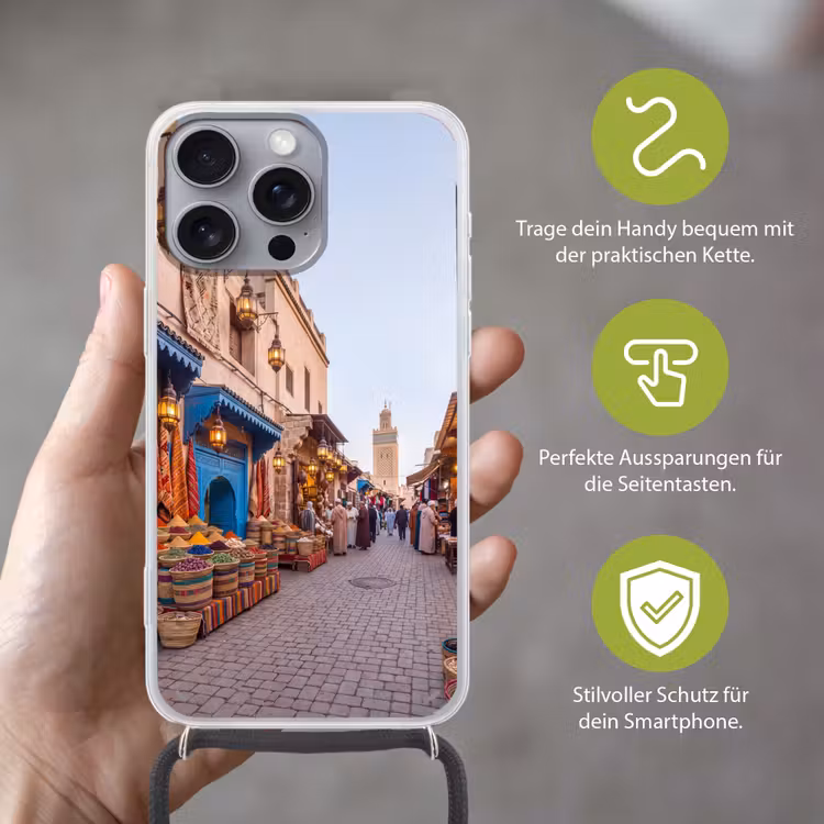 Handyhülle mit Band - Markt – Orientalisch – Farbenfroh - Markt - Oosters - Kleurrijk Hoesje iPhone 16 Pro Max met koord klein