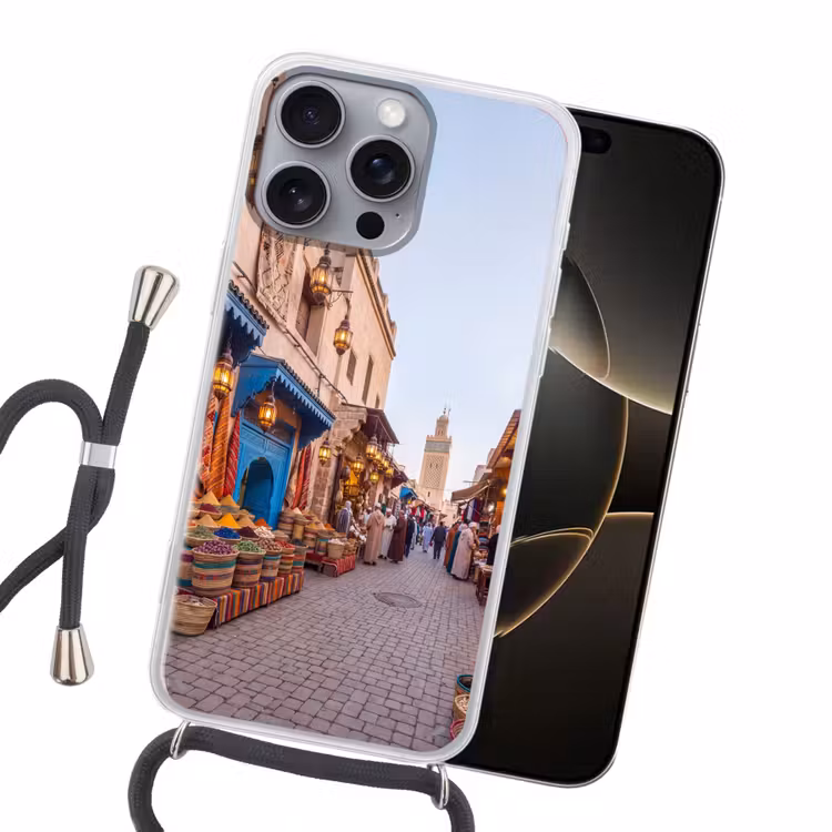 Handyhülle mit Band - Markt – Orientalisch – Farbenfroh - Markt - Oosters - Kleurrijk Hoesje iPhone 16 Pro Max met koord klein