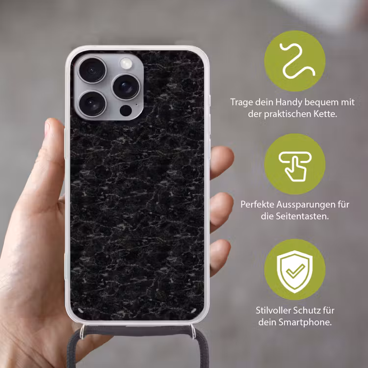 Marmer - Aders - Zwart Hoesje iPhone 16 Pro Max met koord klein 804 -sfeer2_DE