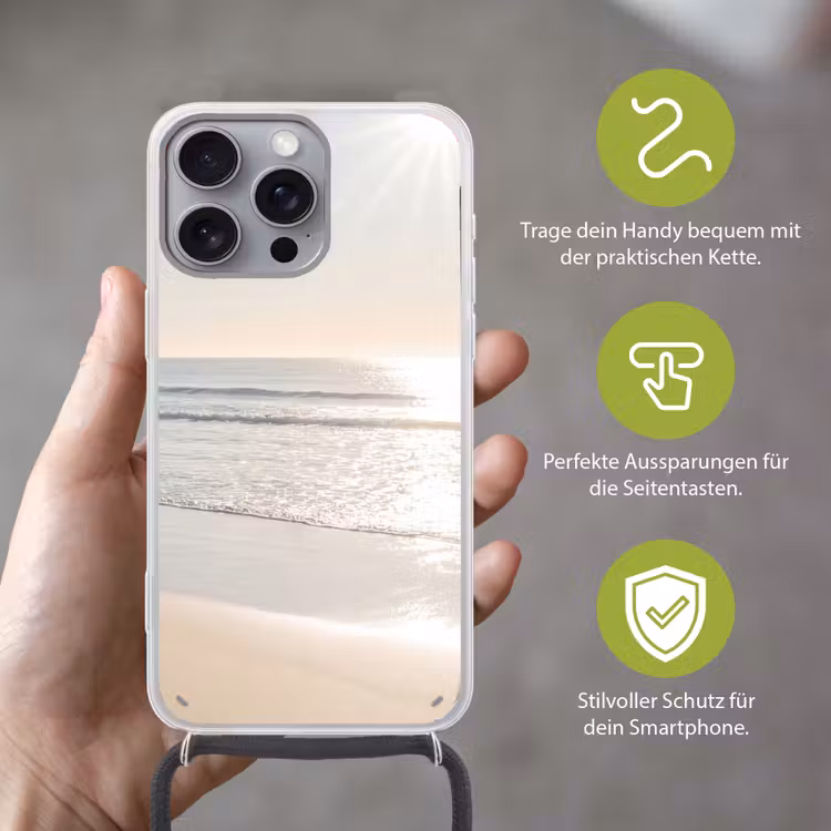 Zee - Zon - Zand Hoesje iPhone 16 Pro Max met koord klein -sfeer2_DE