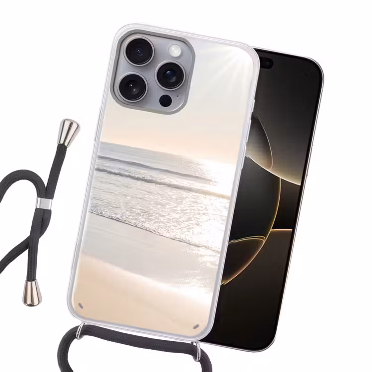 Zee - Zon - Zand Hoesje iPhone 16 Pro Max met koord klein -sfeer1