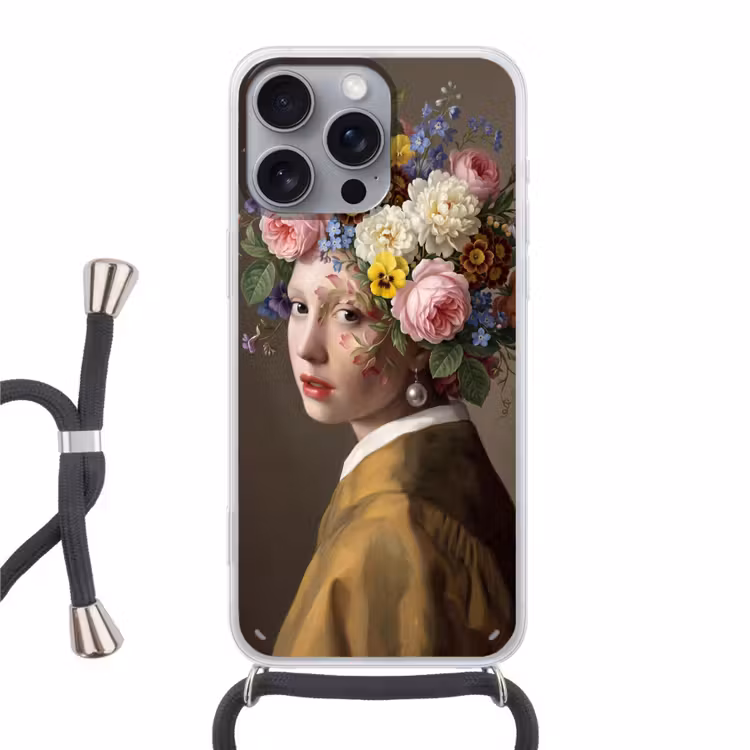 Meesterwerk - Modern - Kleurrijk Hoesje iPhone 16 Pro Max met koord klein -3d