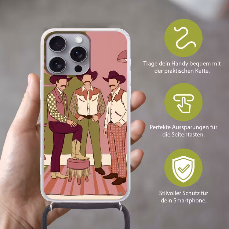 Mensen - Mannen - Hoeden - Retro - Interieur Hoesje iPhone 16 Pro Max met koord klein -sfeer2_DE