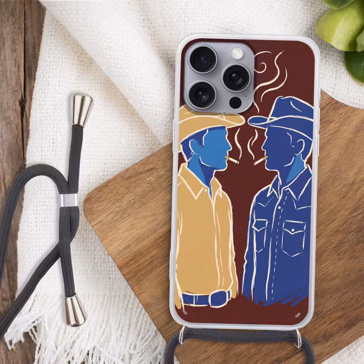 Mensen - Profiel - Sigaret - Abstract - Kunst Hoesje iPhone 16 Pro Max met koord klein -sfeer4