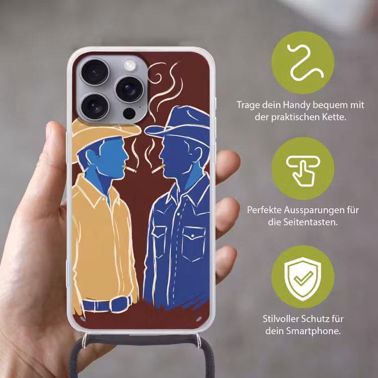 Mensen - Profiel - Sigaret - Abstract - Kunst Hoesje iPhone 16 Pro Max met koord klein -sfeer2_DE