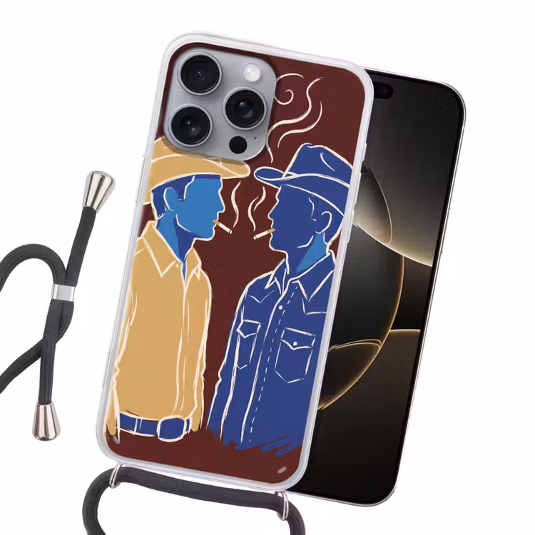 Mensen - Profiel - Sigaret - Abstract - Kunst Hoesje iPhone 16 Pro Max met koord klein -sfeer1