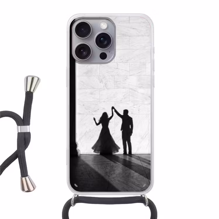 Mensen - Schaduw - Dans - Zwart-wit - Liefde Hoesje iPhone 16 Pro Max met koord klein -3d