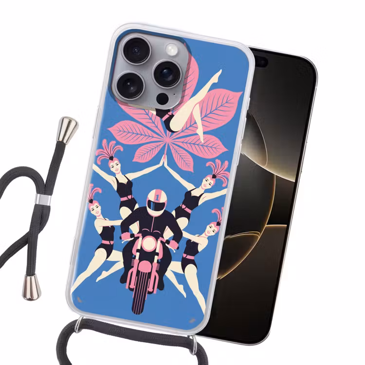 Mensen - Dans - Motor - Retro - Roze Hoesje iPhone 16 Pro Max met koord klein -sfeer1